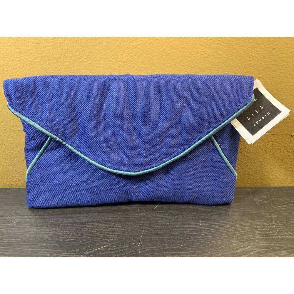1154 Lill Studio Blue Cotton Fabric Clutch Jewelry Holder- 10" x 6" NWT - Picture 2 of 9